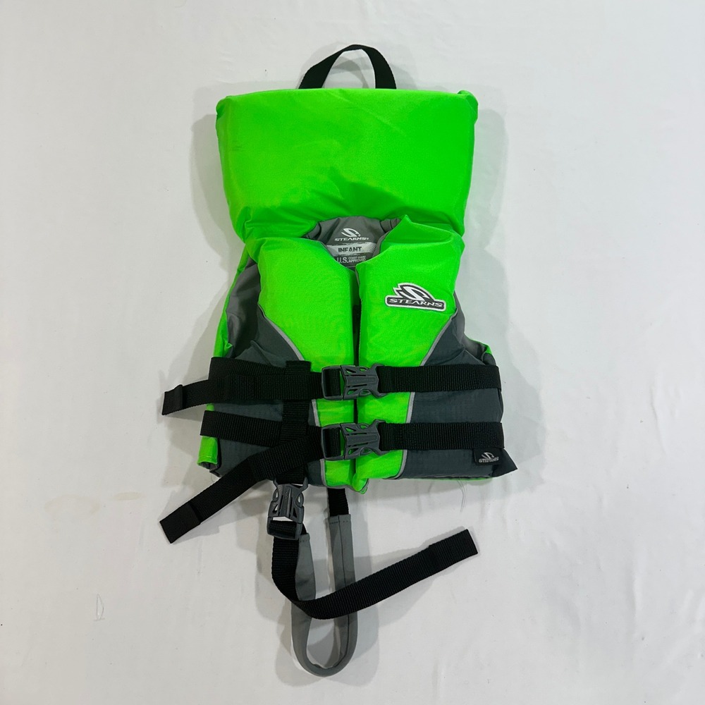 Stearns Infant Life Vest PFD Neon Green USCG Approved Under 30 lbs Boating Kids